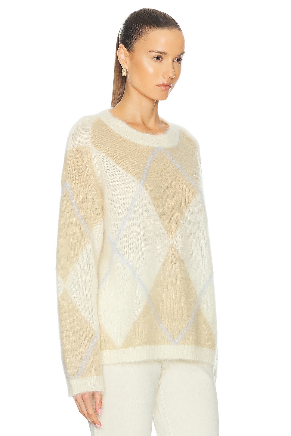 Shop Ganni Crewneck Sweater In Multicolor