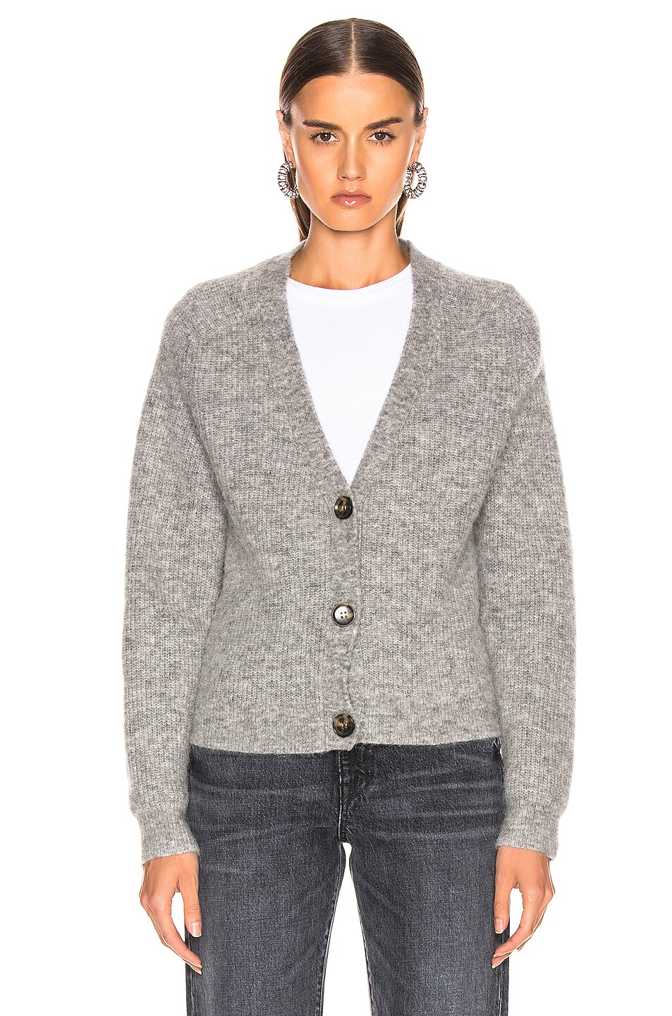 Ganni Soft Wool Knit Cardigan in Paloma Melange | FWRD