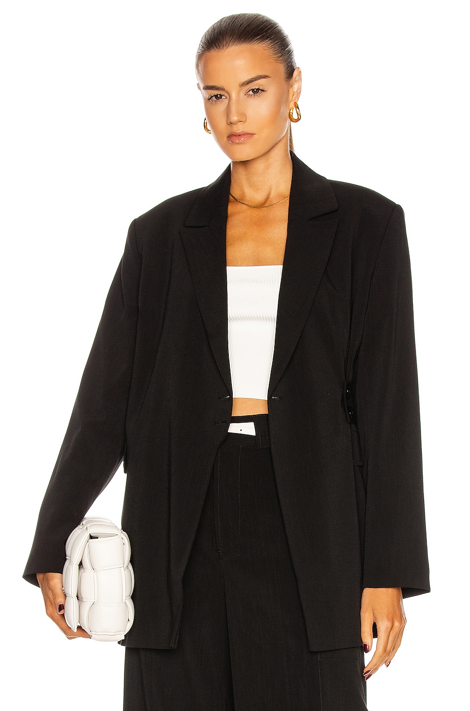 Image 1 of Ganni Melange Suiting Blazer in Black