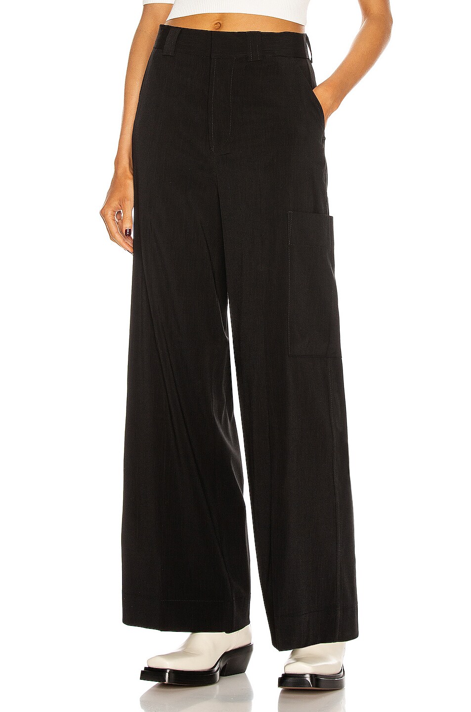 Image 1 of Ganni Melange Suiting Pocket Pants in Black