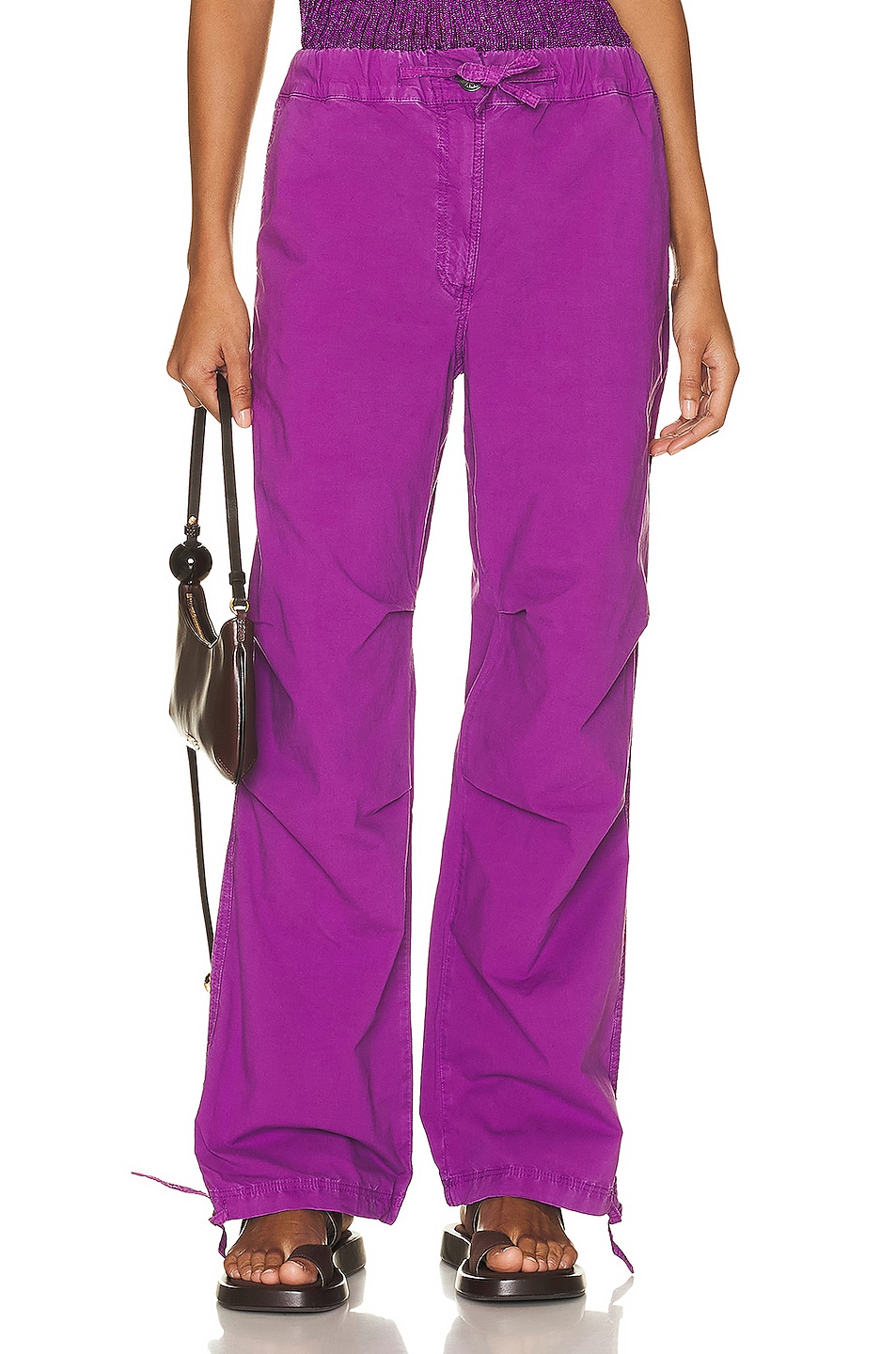 Image 1 of Ganni Washed Cotton Canvas Pant in Sparkling Grape