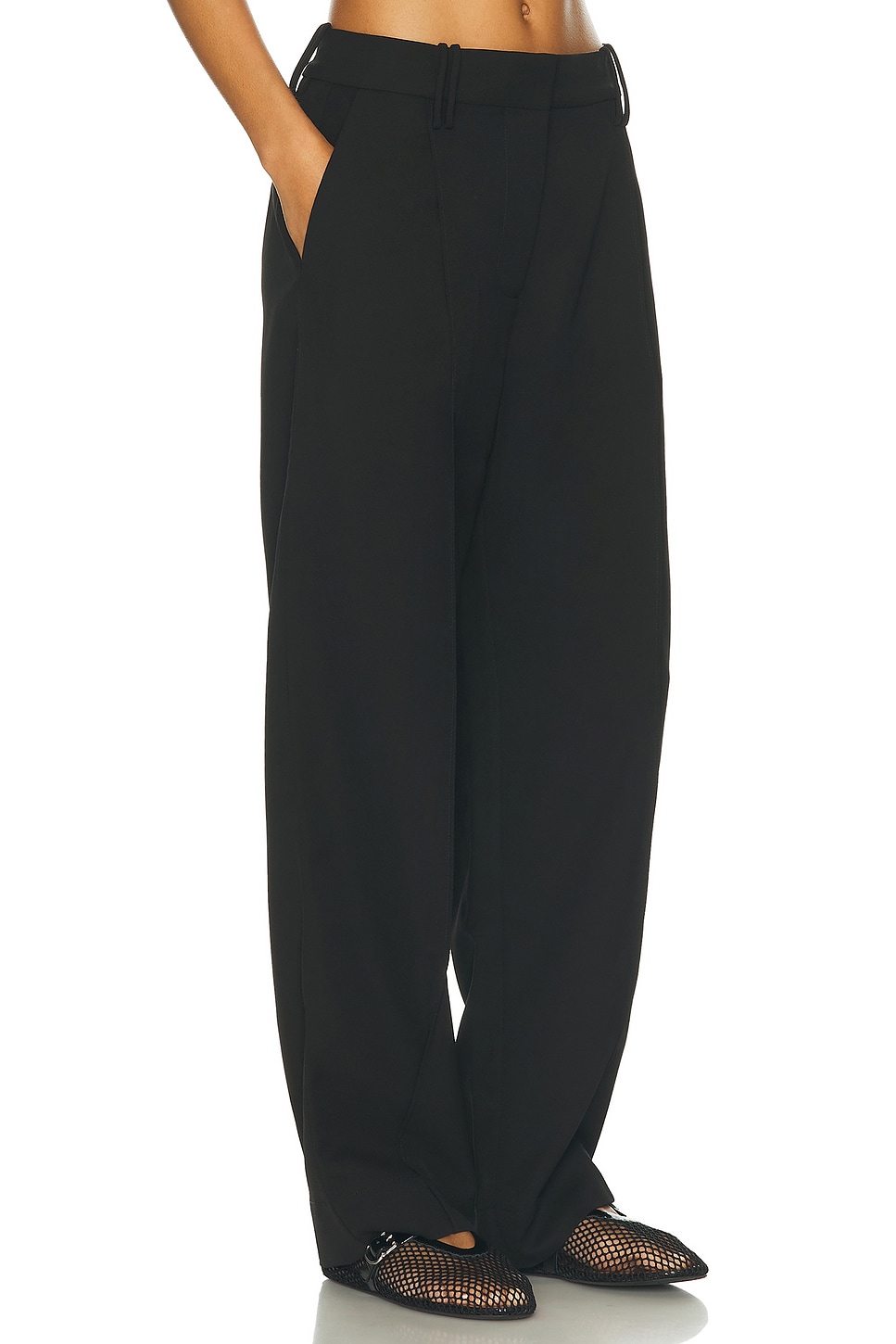 Shop Ganni Pleated Pant In Black