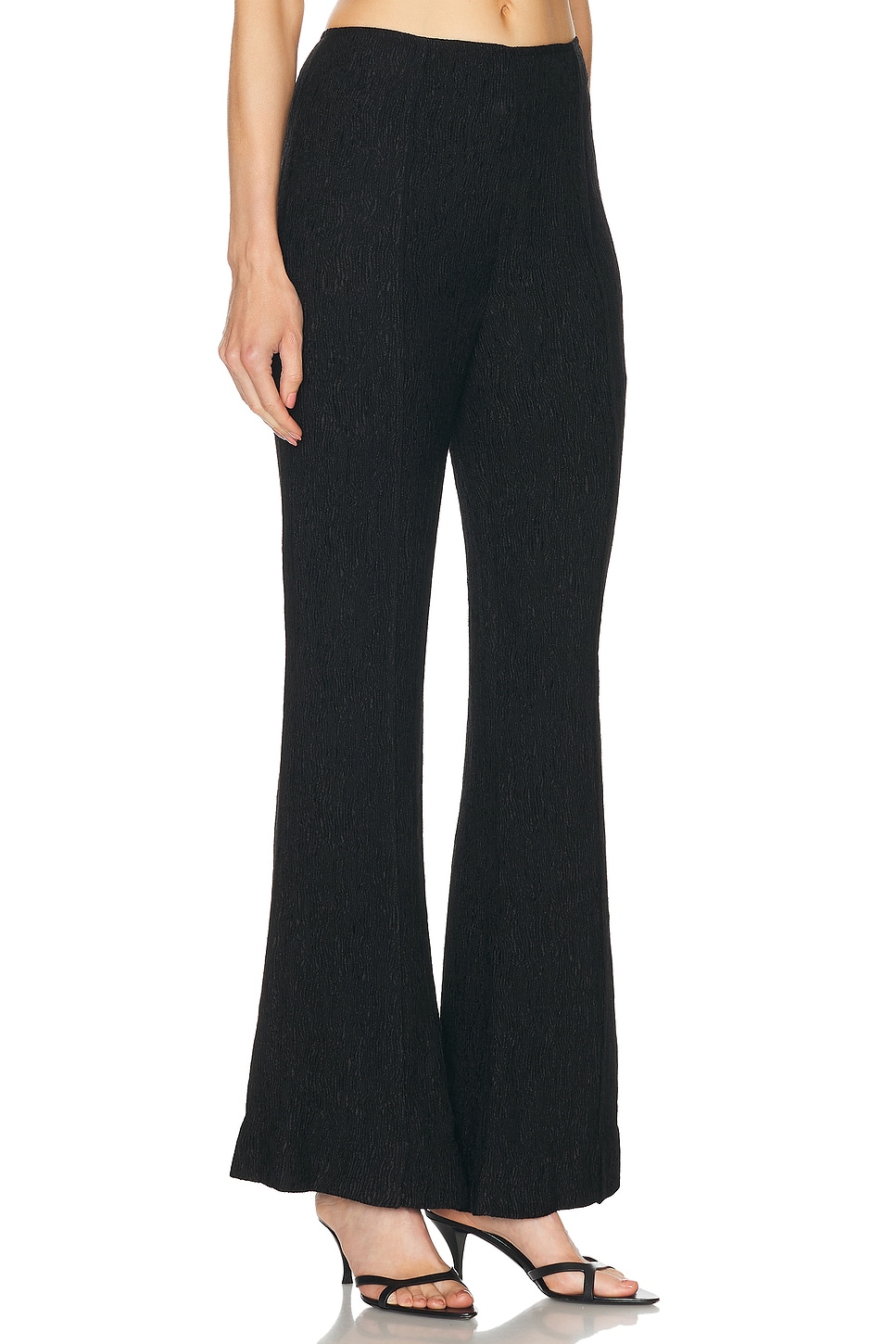 Shop Ganni Crepe Flare Pant In Black