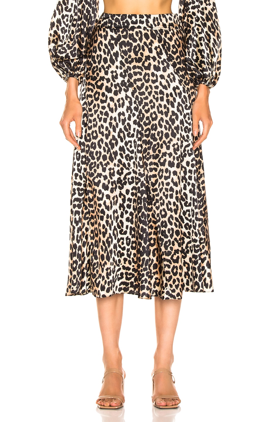 Image 1 of Ganni Blakely Silk Skirt in Leopard