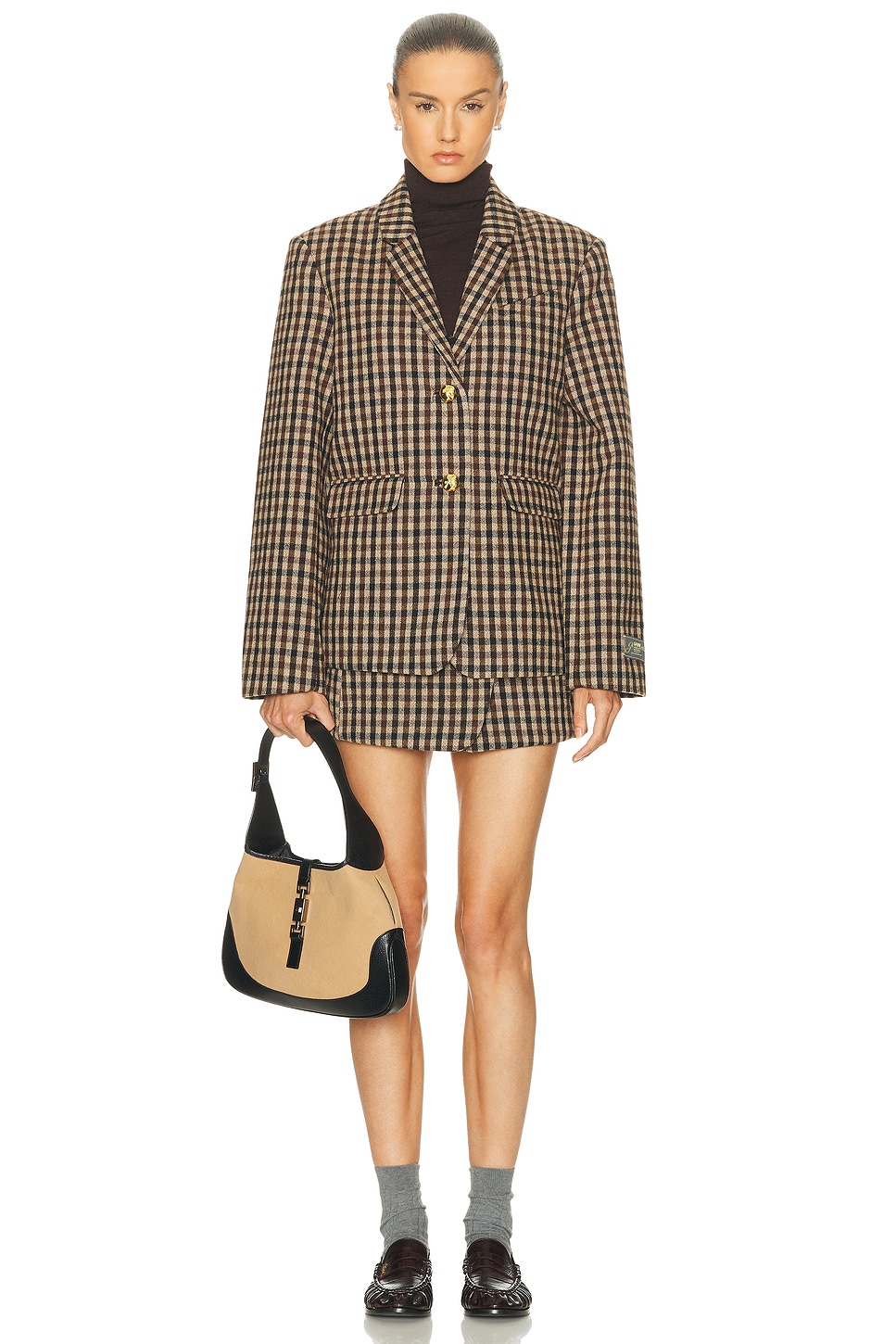 GANNI Check Wool Mini Skirt thumbnail