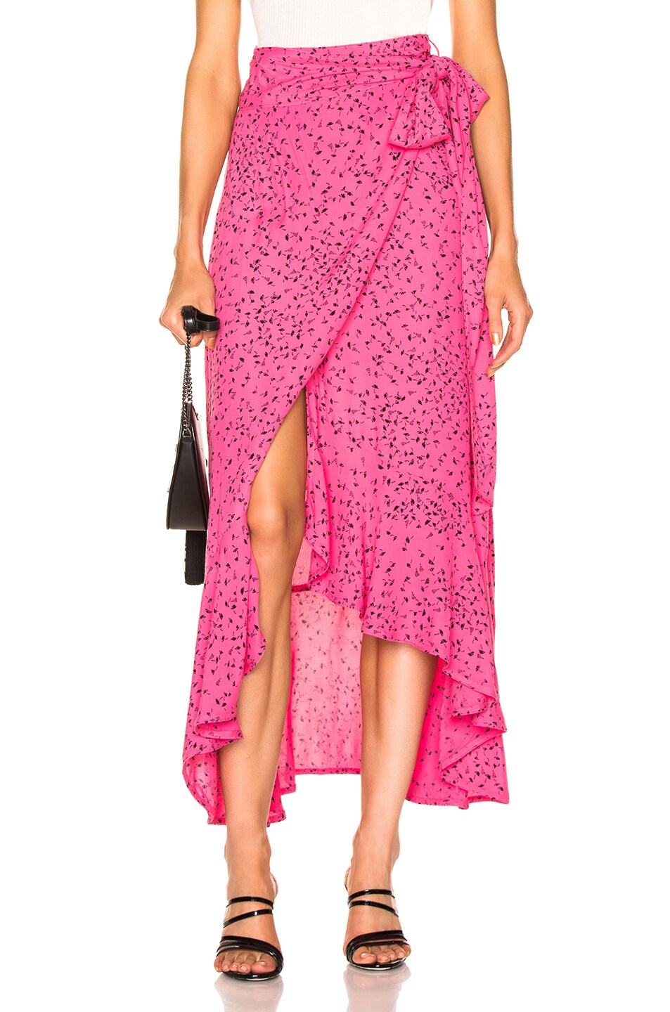 Image 1 of Ganni Barra Crepe Skirt in Hot Pink