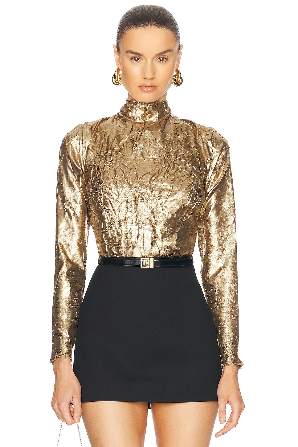 Image 1 of Ganni Long Sleeve Cut Out Top in Gold