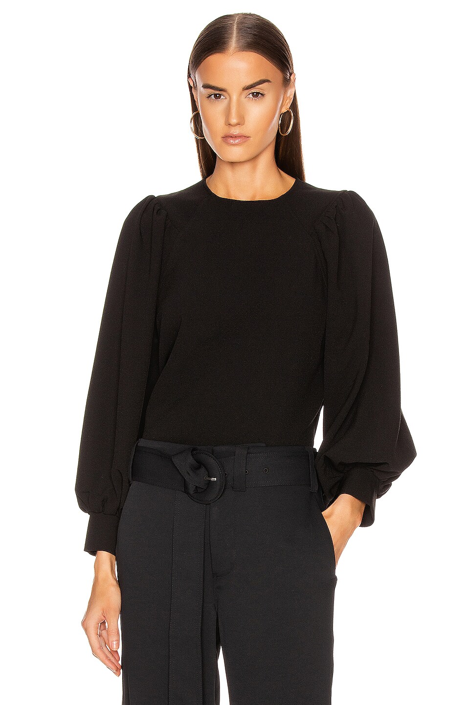 Image 1 of Ganni Recycled Heavy Crepe Top in Black
