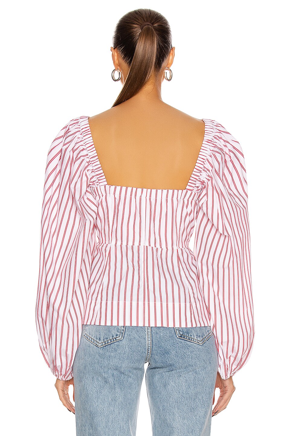 Ganni Stripe Cotton Top in Lollipop | FWRD