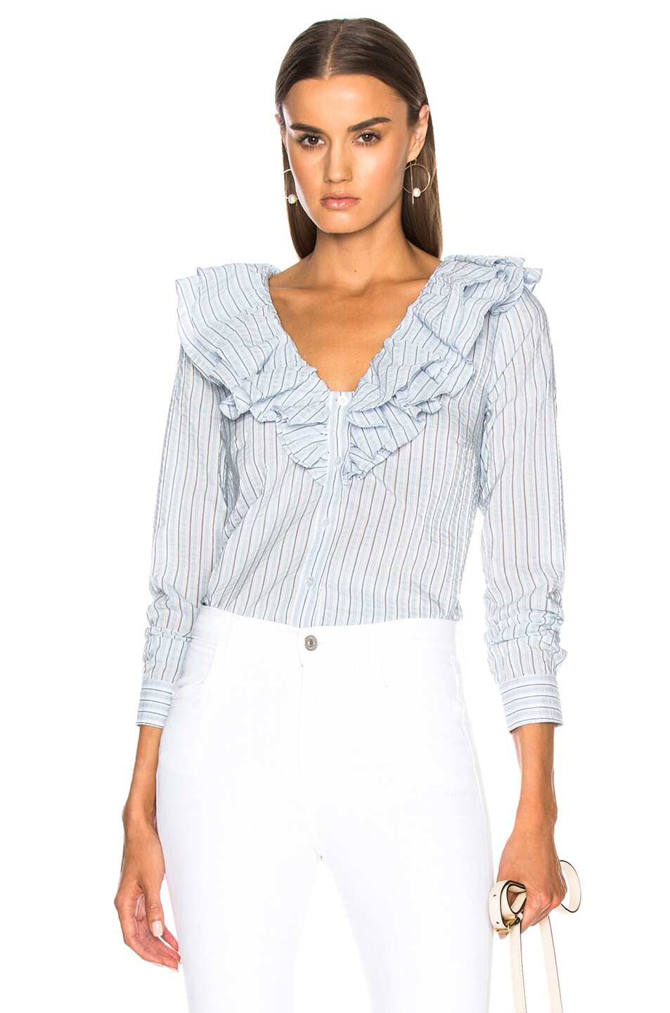 Image 1 of Ganni Charron Blouse in Pearl Blue