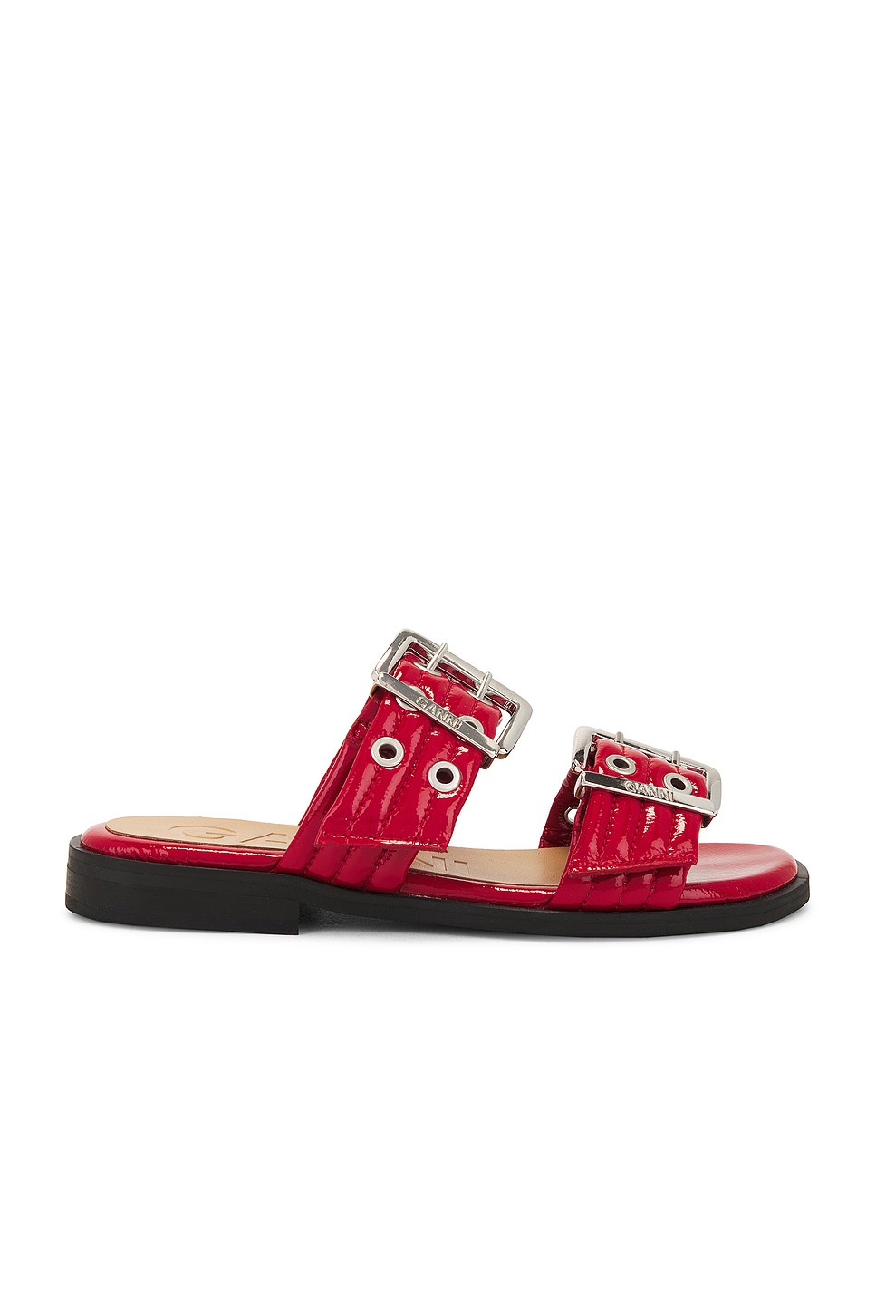 Shop Ganni Two Strap Sandal In Racing Red