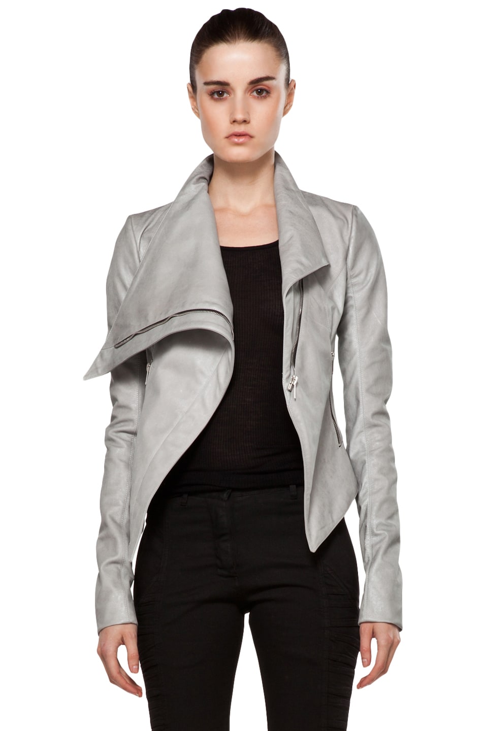 Image 1 of Gareth Pugh Leather Jacket in Silver & Grey