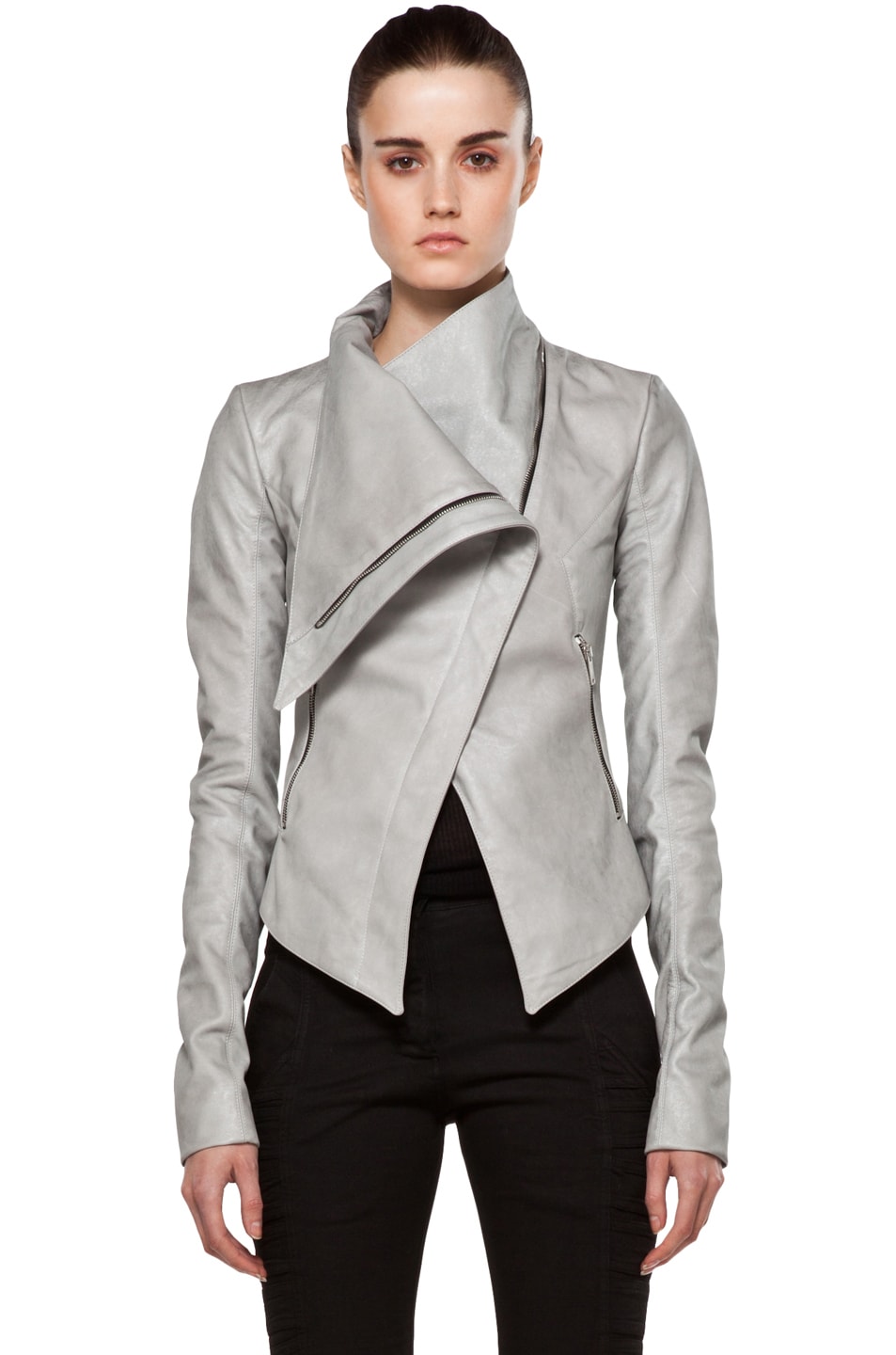 Gareth Pugh Leather Jacket in Silver & Grey | FWRD