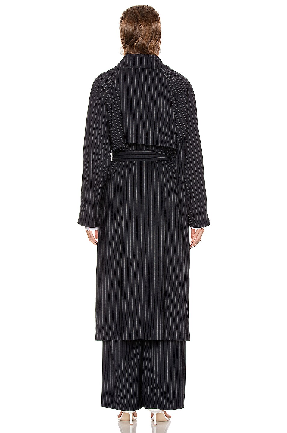 GAUGE81 Nairobi Trench Coat in Navy Pinstripe FWRD