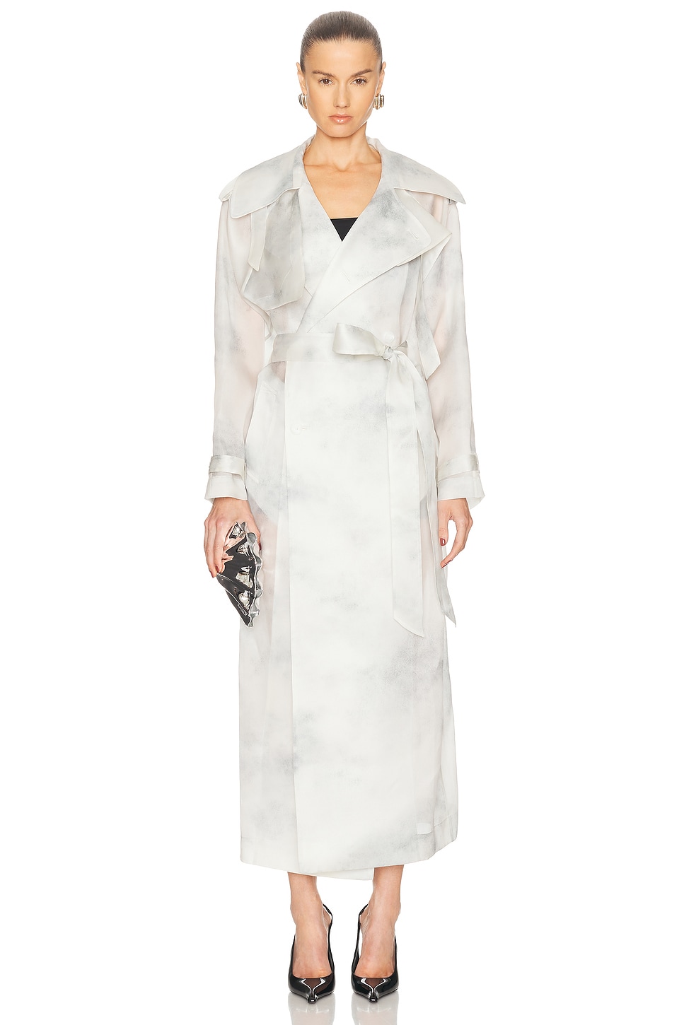 Silk Organza Spring Trench in White