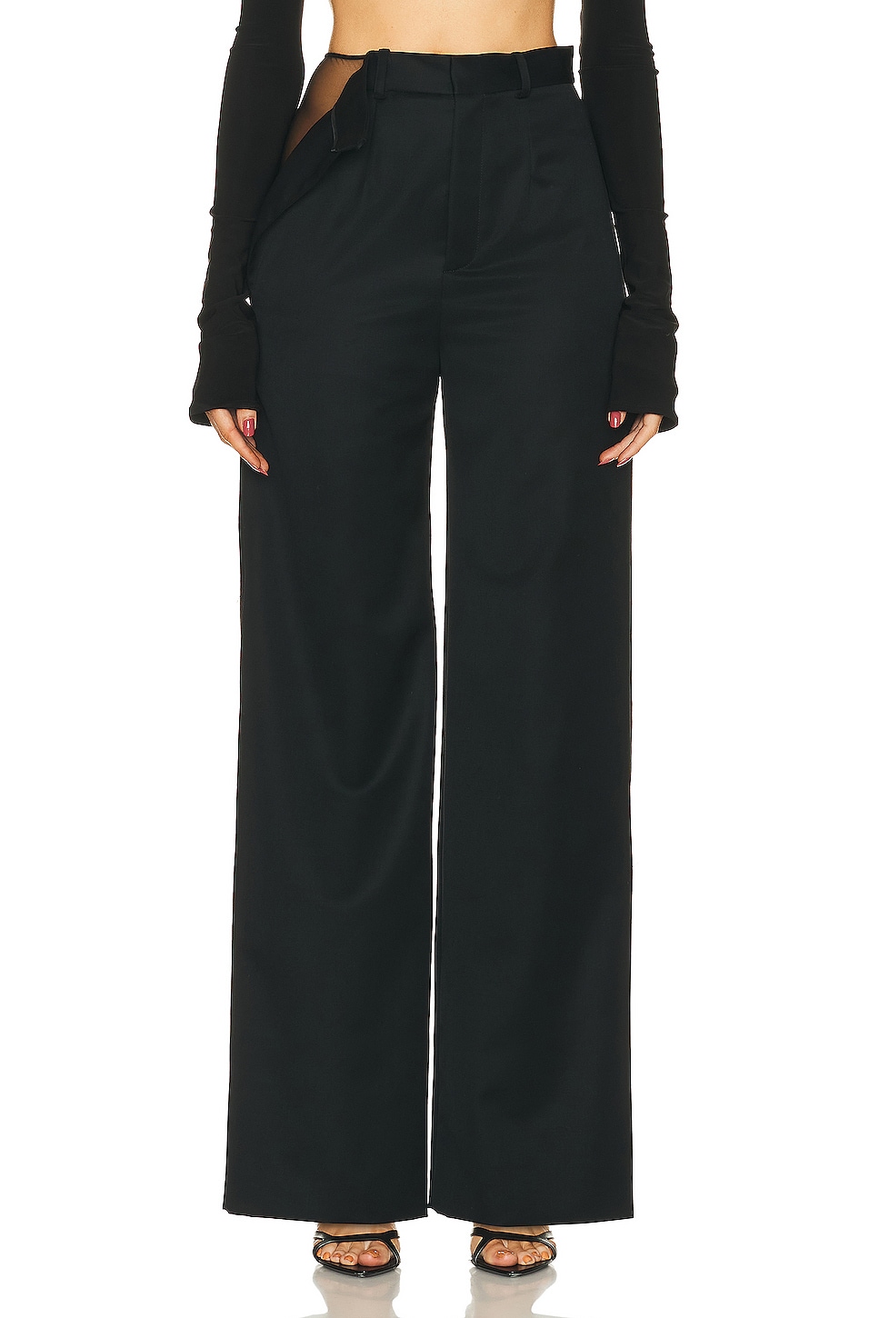 Image 1 of Grace Ling Peek Open Thigh Pant in Black