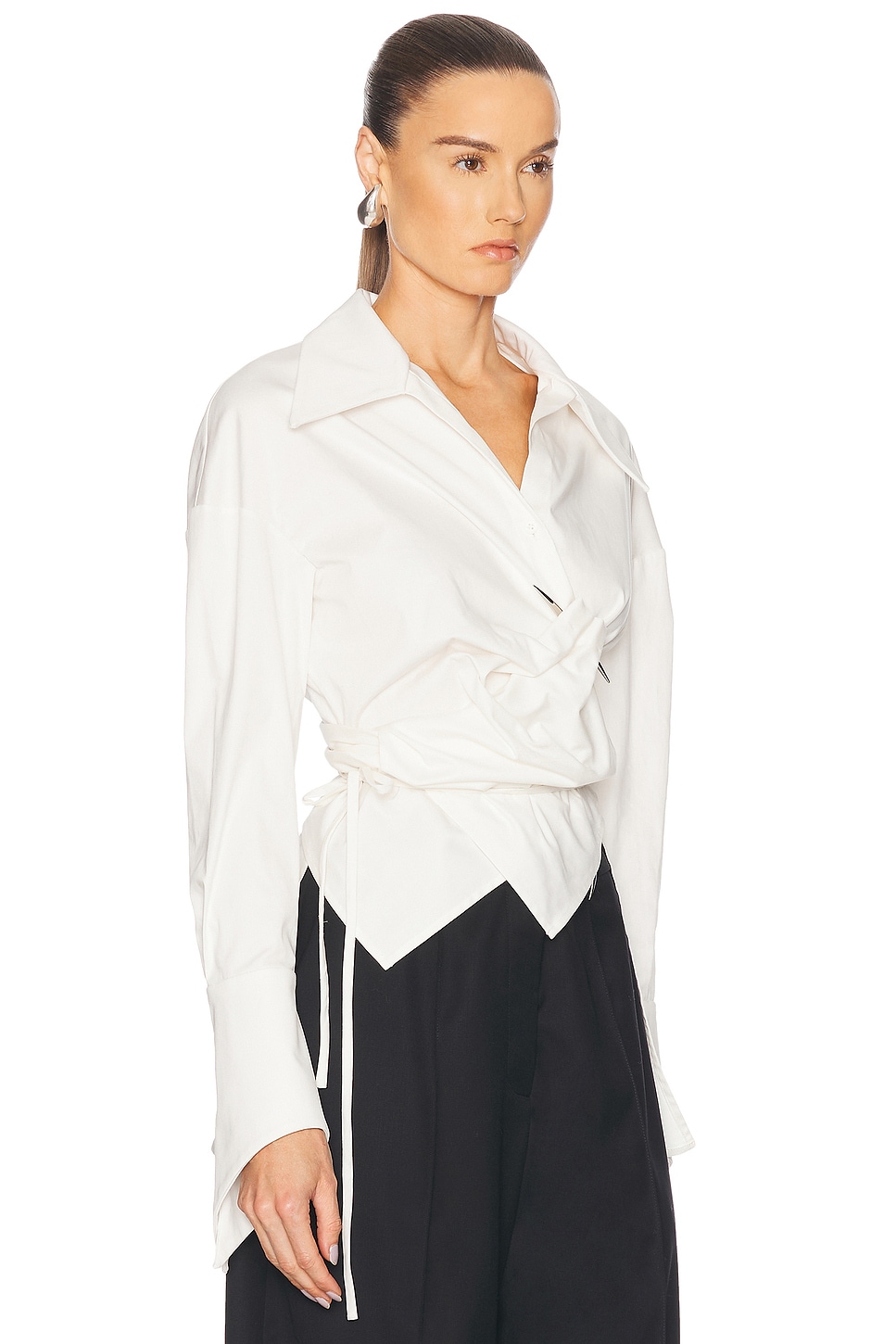 Shop Grace Ling Pierced Dagger Oversized Wrap Shirt