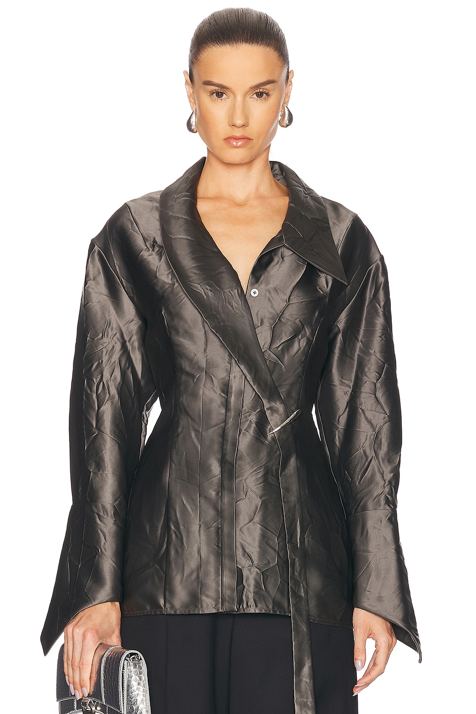 GRACE LING OVERSIZED CRINKLED CLAW LOOP SHIRT