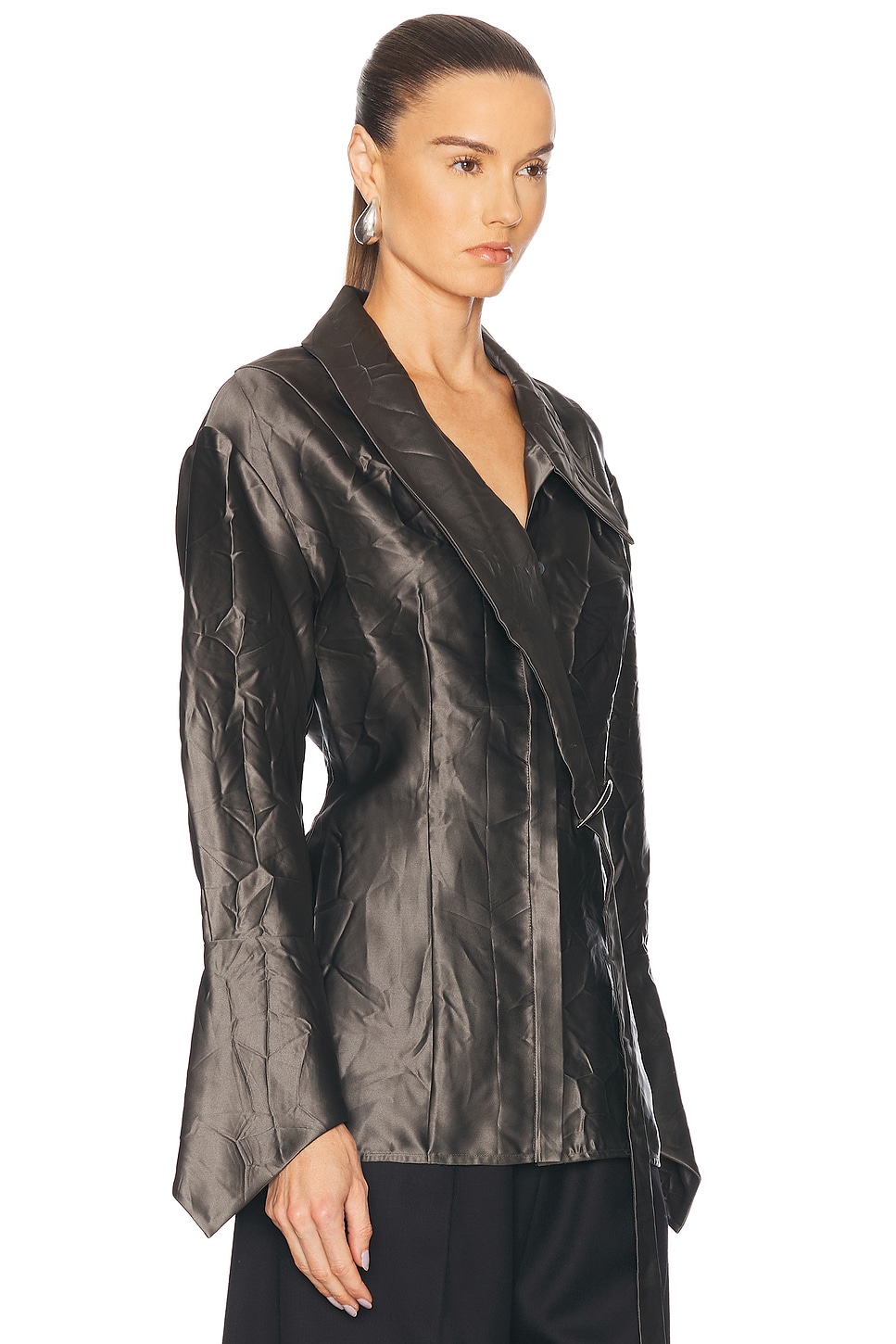 GRACE LING OVERSIZED CRINKLED CLAW LOOP SHIRT