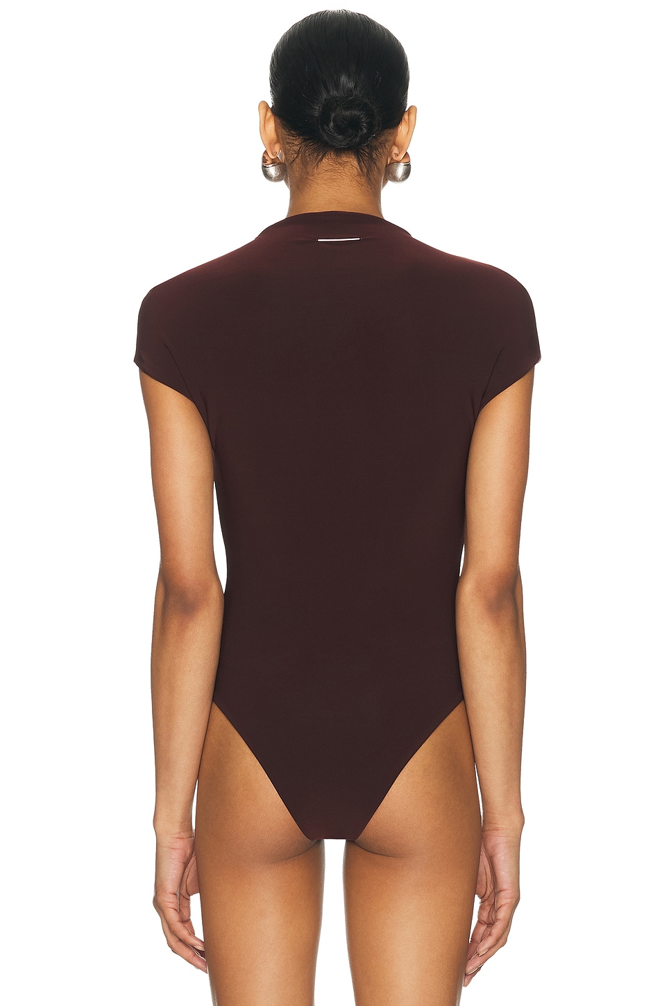Logo Tag Semi Mock Neck Top Bodysuit