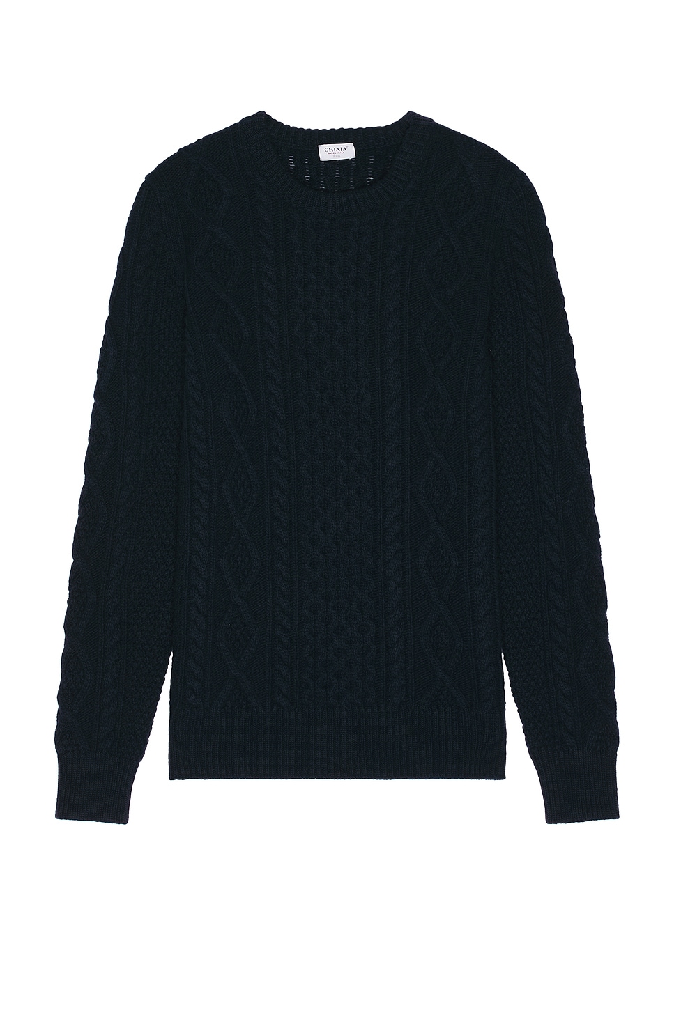 Wool Cable Knit Pescatore Sweater in Navy