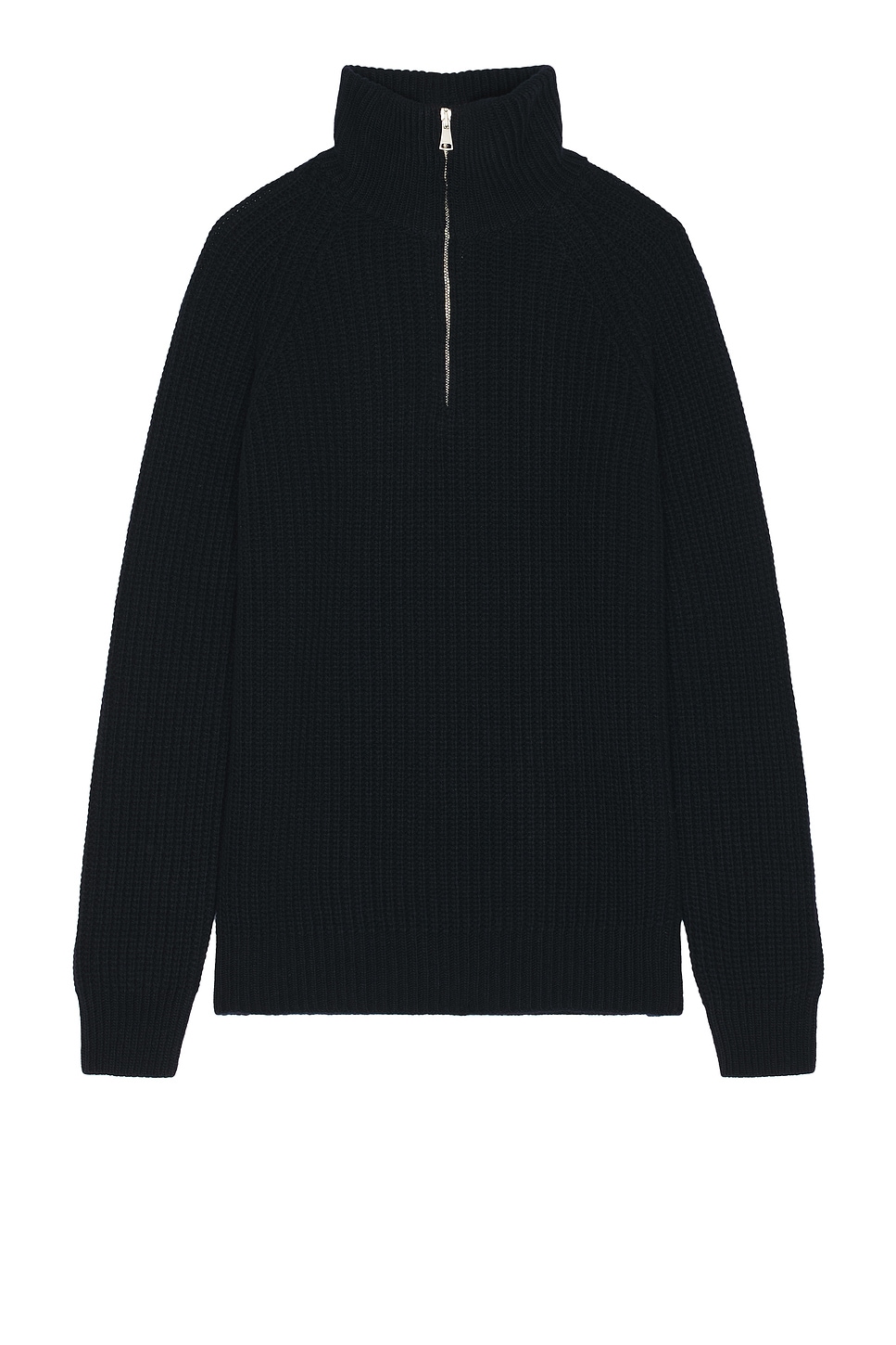 Virgin Wool Barracuda Quarter Zip in Navy