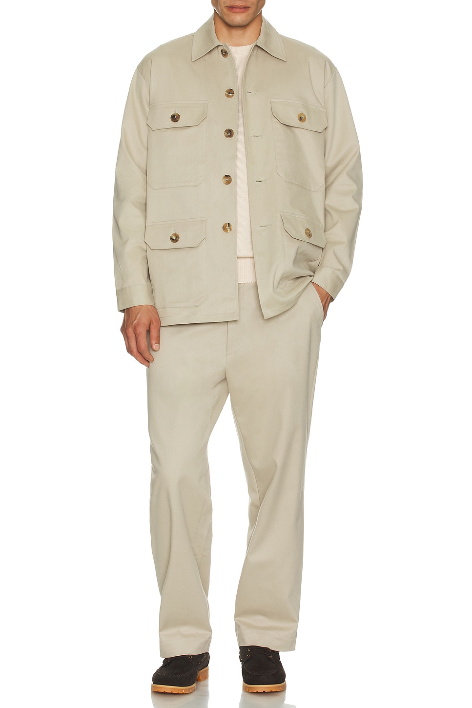 Image 1 of Ghiaia Cashmere Chino Flat Front Pants in Sand