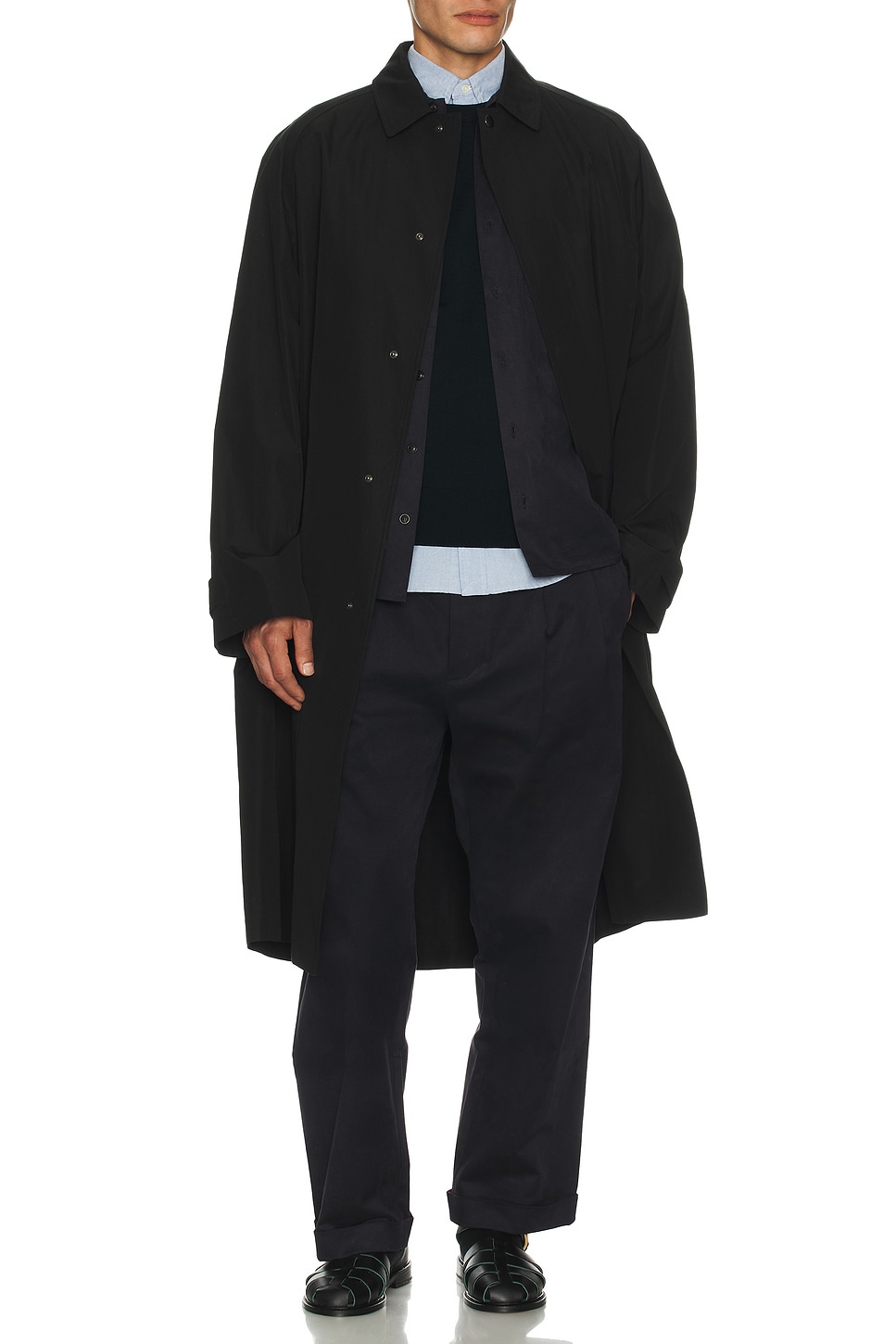 Image 1 of Ghiaia Cashmere Chino Double Pleated Pants in Navy