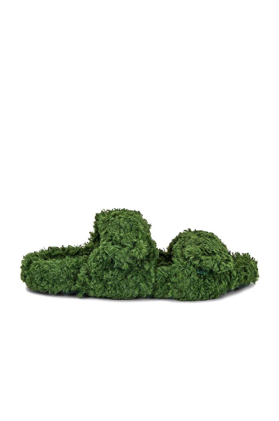Image 1 of GIA BORGHINI Eco Faux Shearling Double Strap Sandal in Algae Green