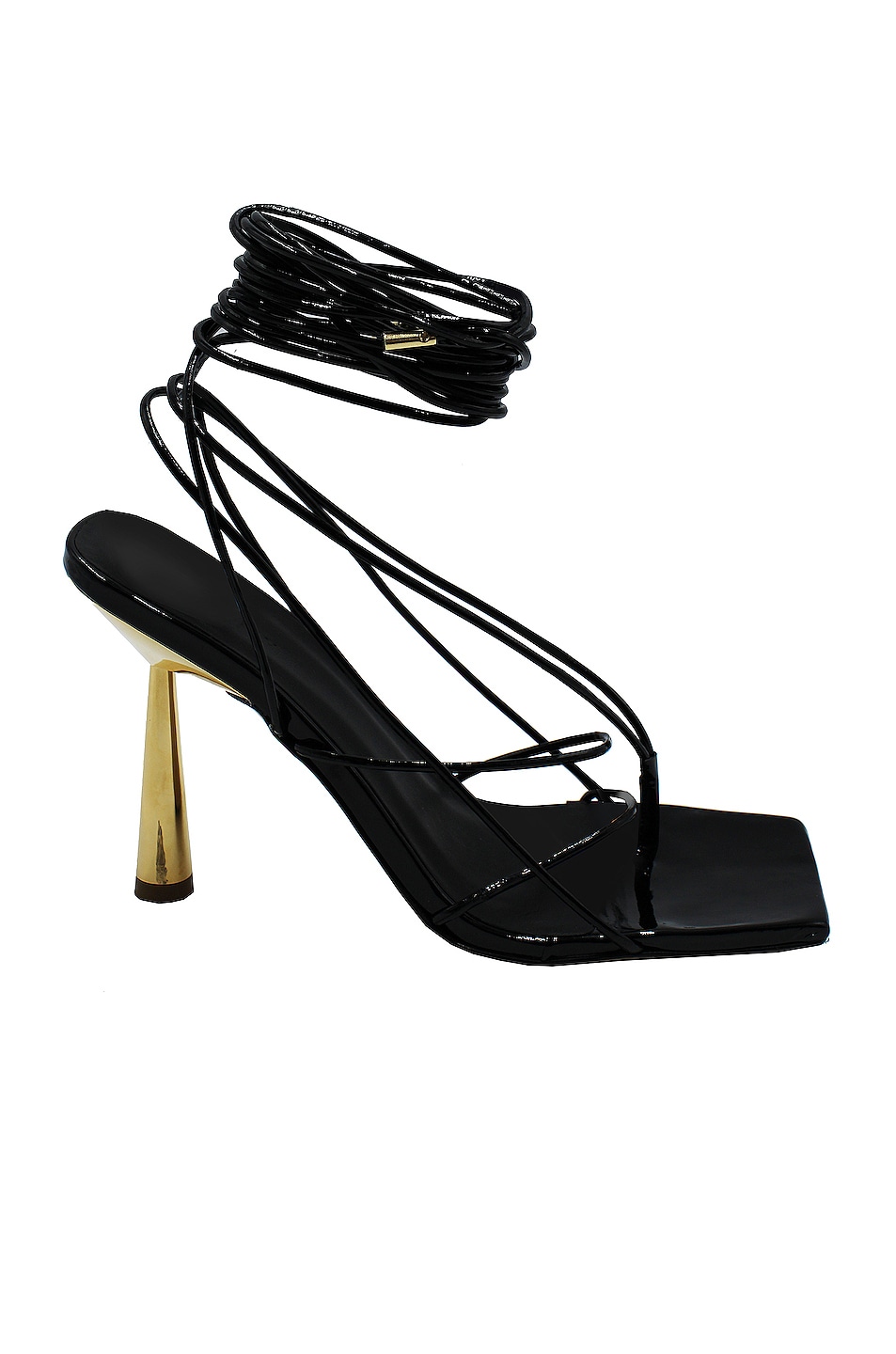 Image 1 of GIA BORGHINI x RHW Short Lace Up Sandal in Black Patent