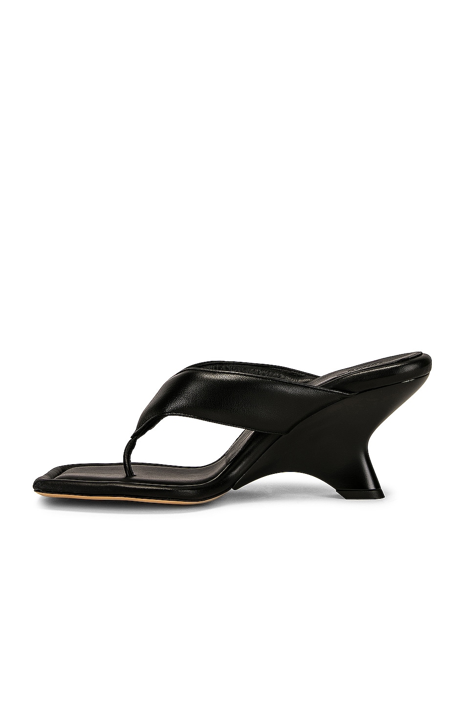 GIA BORGHINI Leather Thong Wedge Sandal in Black | FWRD