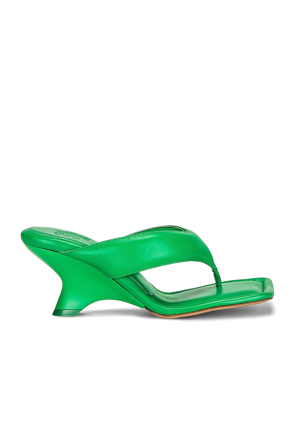 Image 1 of GIA BORGHINI for FWRD Leather Thong Wedge Sandal in Flash Green
