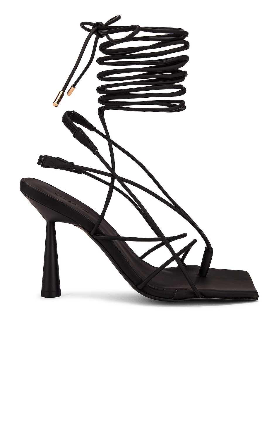 GIA BORGHINI x RHW Tall Lace Up Sandal in Black Matte | FWRD