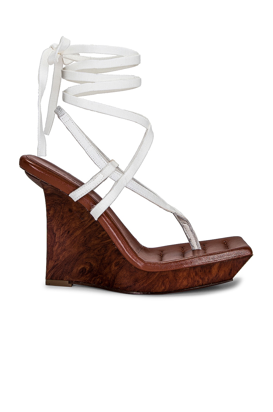 Image 1 of GIA BORGHINI x RHW Lace Up Wedge Sandal in Off White
