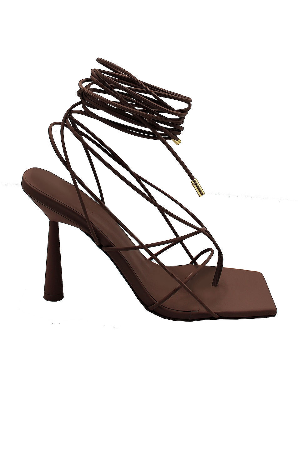 Image 1 of GIA BORGHINI x RHW Tall Lace Up Sandal in Chocolate Brown Matte