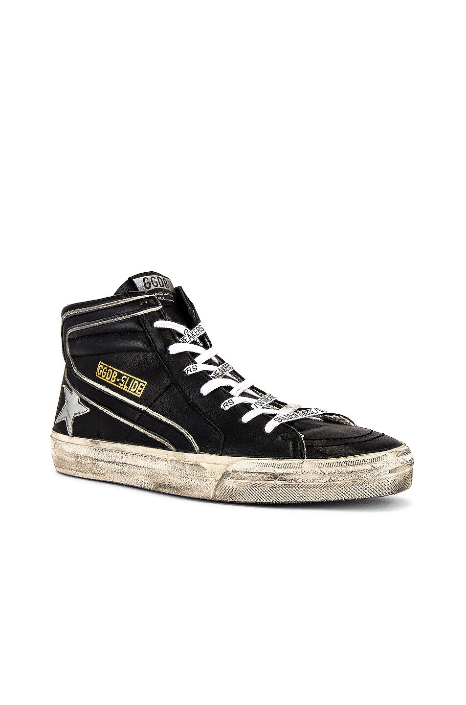 Image 1 of Golden Goose Slide Sneaker in Black & Metal Silver
