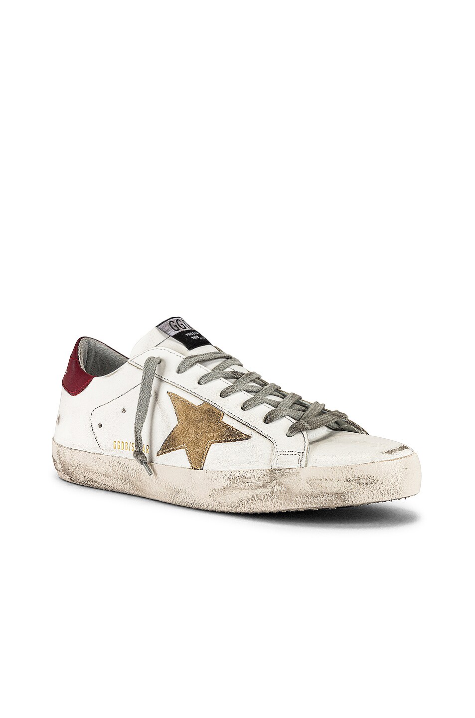Image 1 of Golden Goose Superstar Leather Upper & Heel Suede Star in White & Cappuccino & Bordeaux