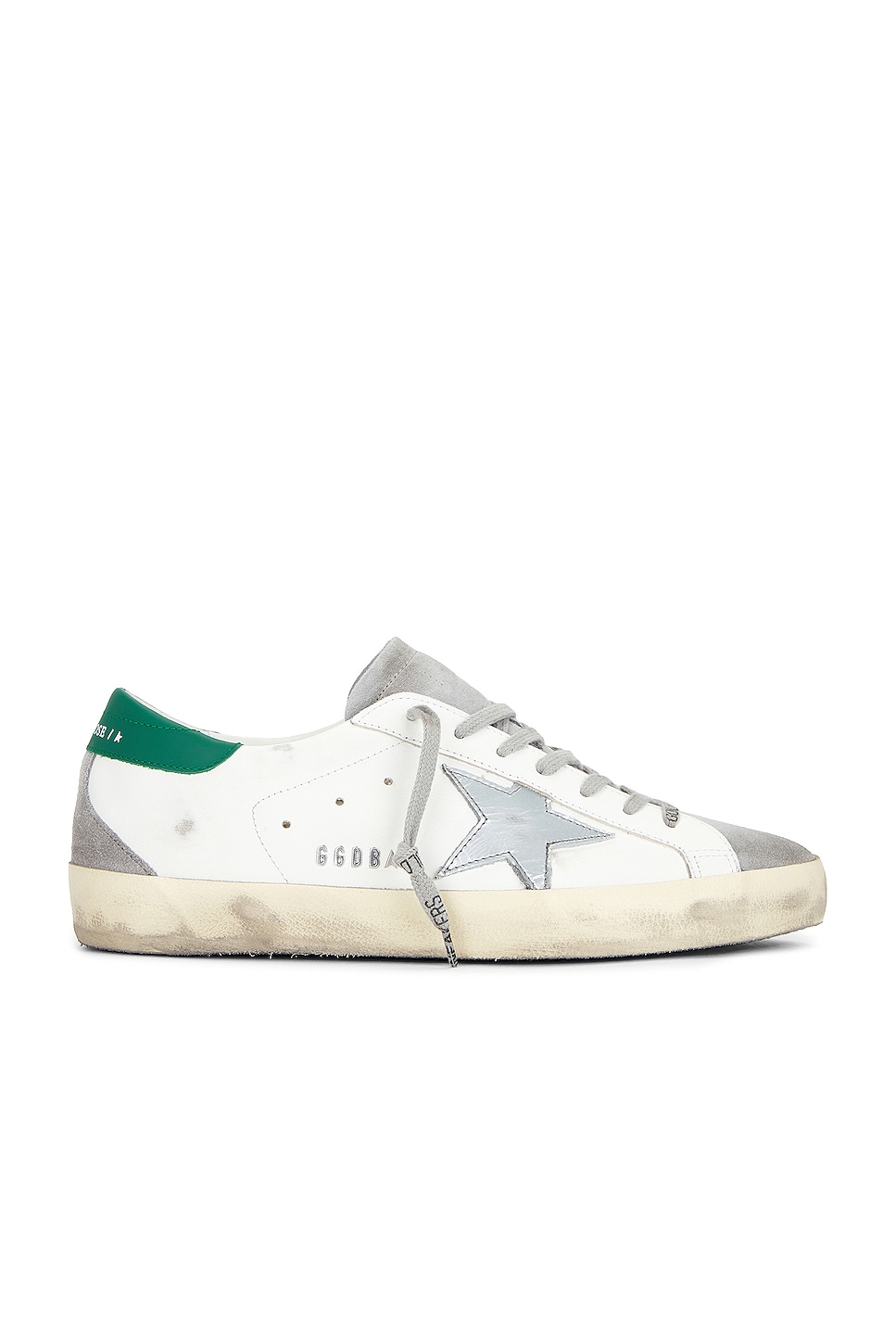 Image 1 of Golden Goose Super Star Leather Suede Toe in White, Grey, & Green