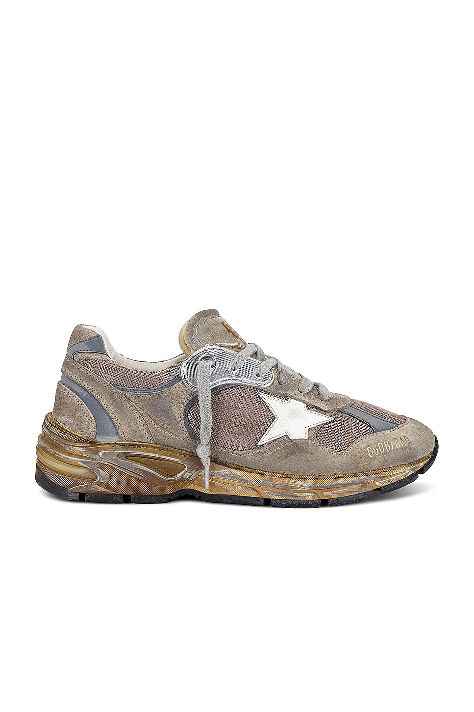 Image 1 of Golden Goose Running Dad Suede Leather Star in Taupe, Silver, & White