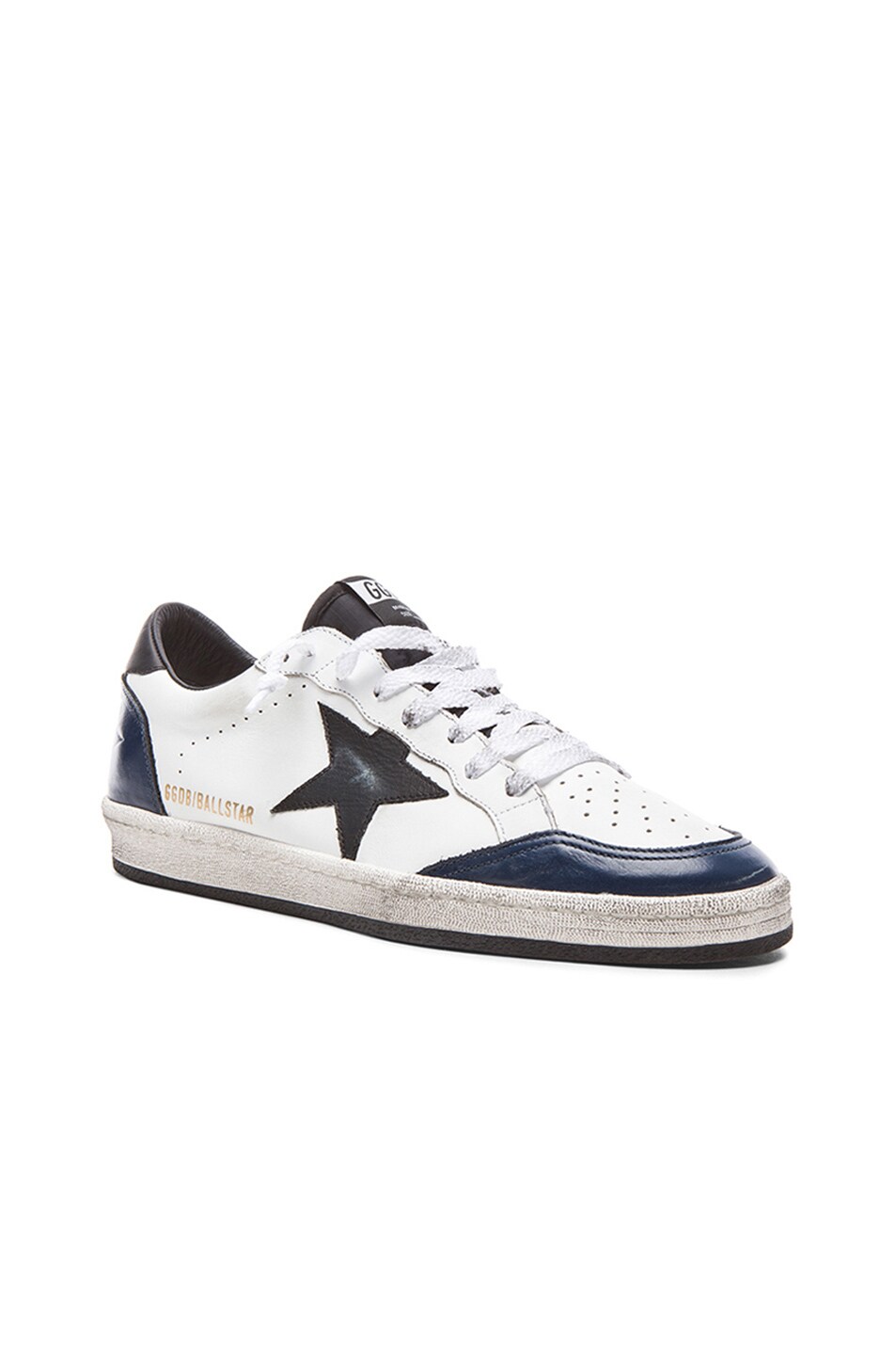 Image 1 of Golden Goose Ball Star Leather Sneakers in Black, Blue & White