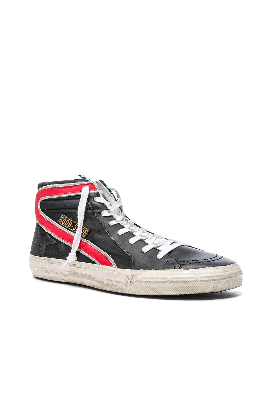 Image 1 of Golden Goose Nylon Slide Sneakers in Black Nylon & Red