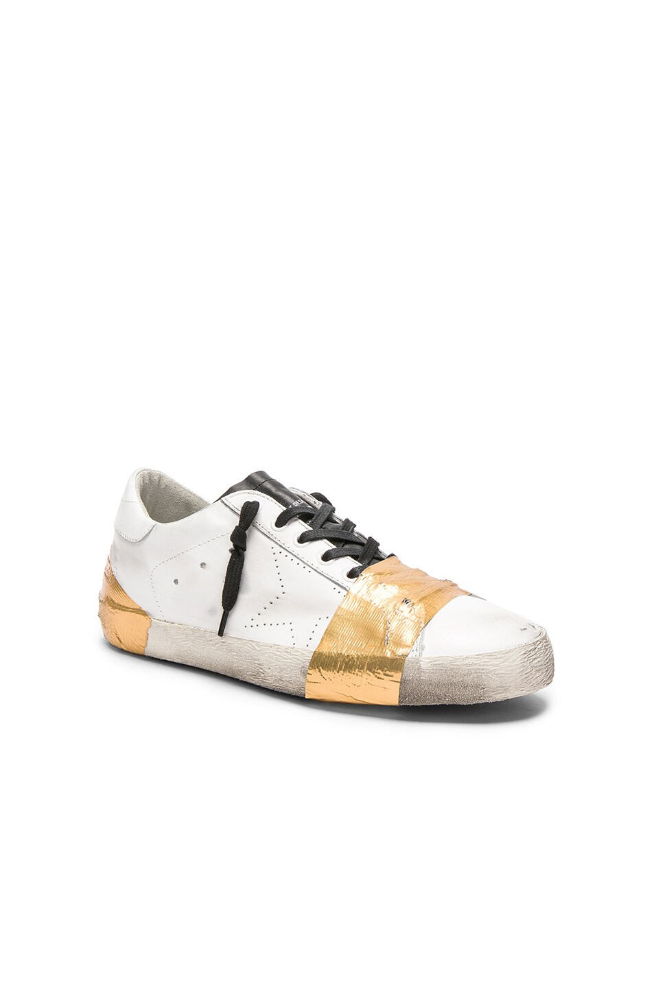 Image 1 of Golden Goose Superstar Sneakers in White Leather & Gold Scotch