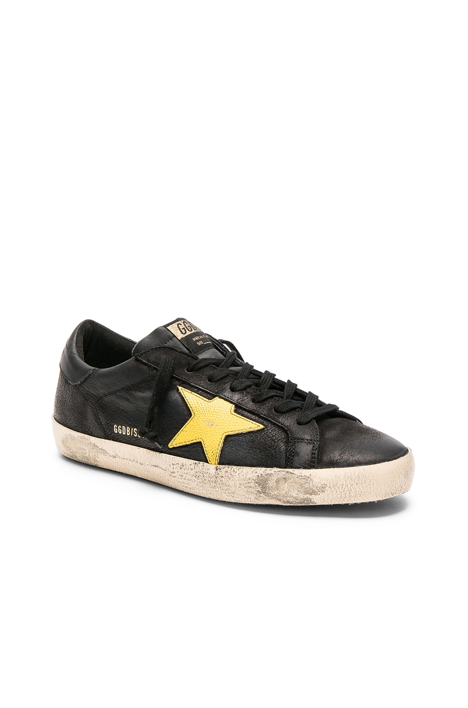 Image 1 of Golden Goose Superstar Sneakers in Black & Yellow Star