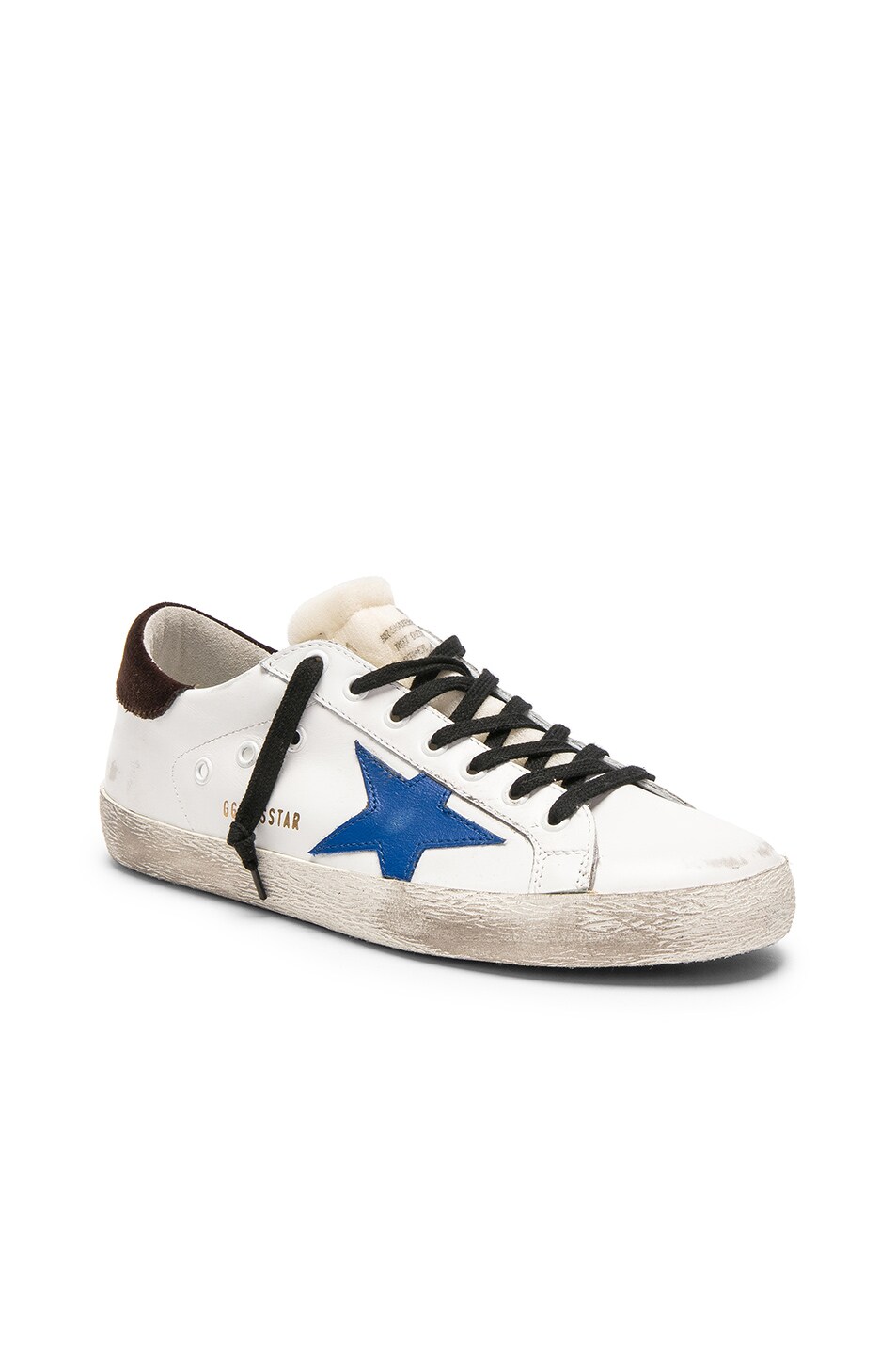 Image 1 of Golden Goose Superstar Sneakers in White Leather & Bluelette Star