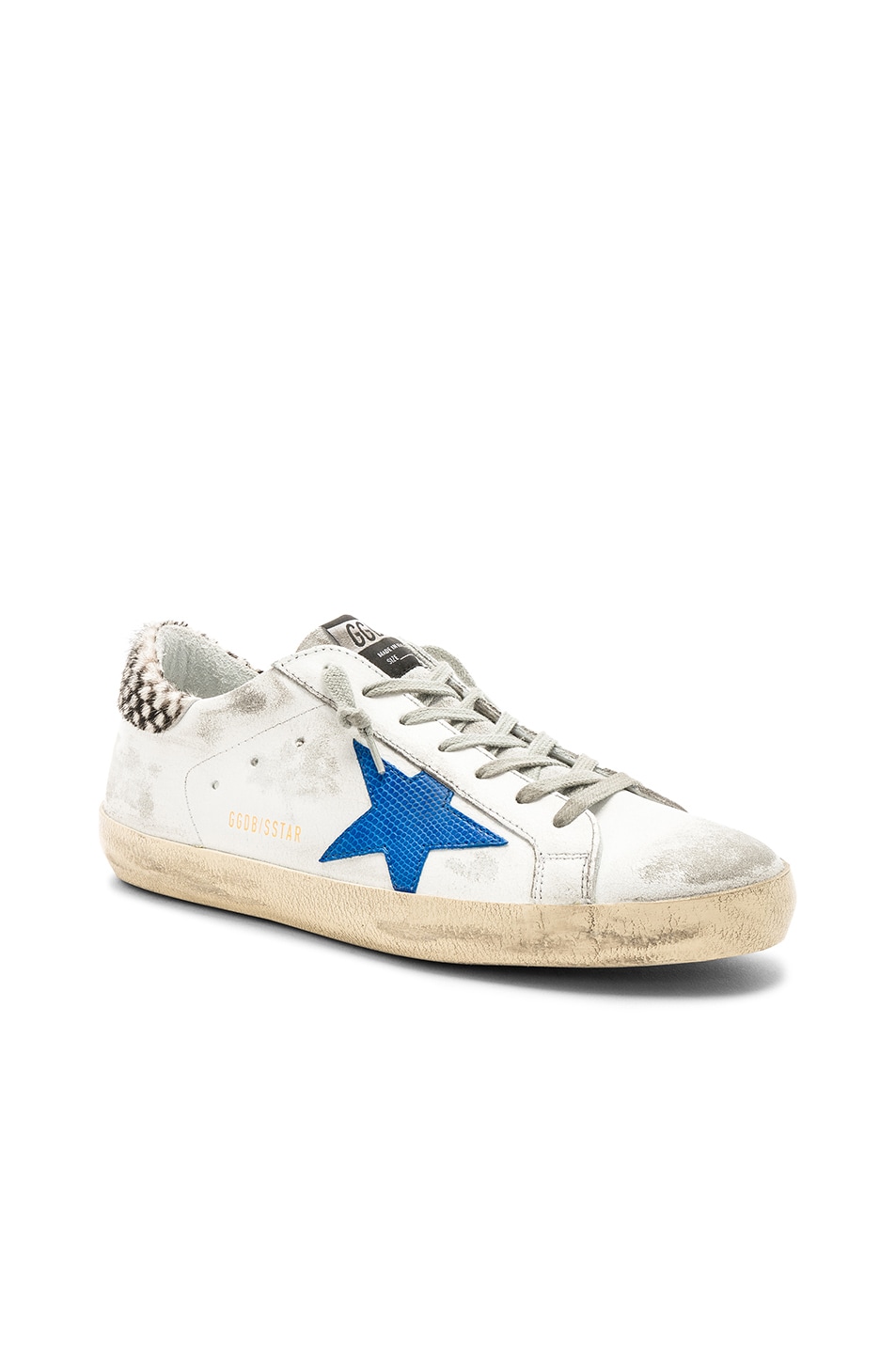 Image 1 of Golden Goose Superstar Sneakers in White & Crack-Check & Lizard Pring