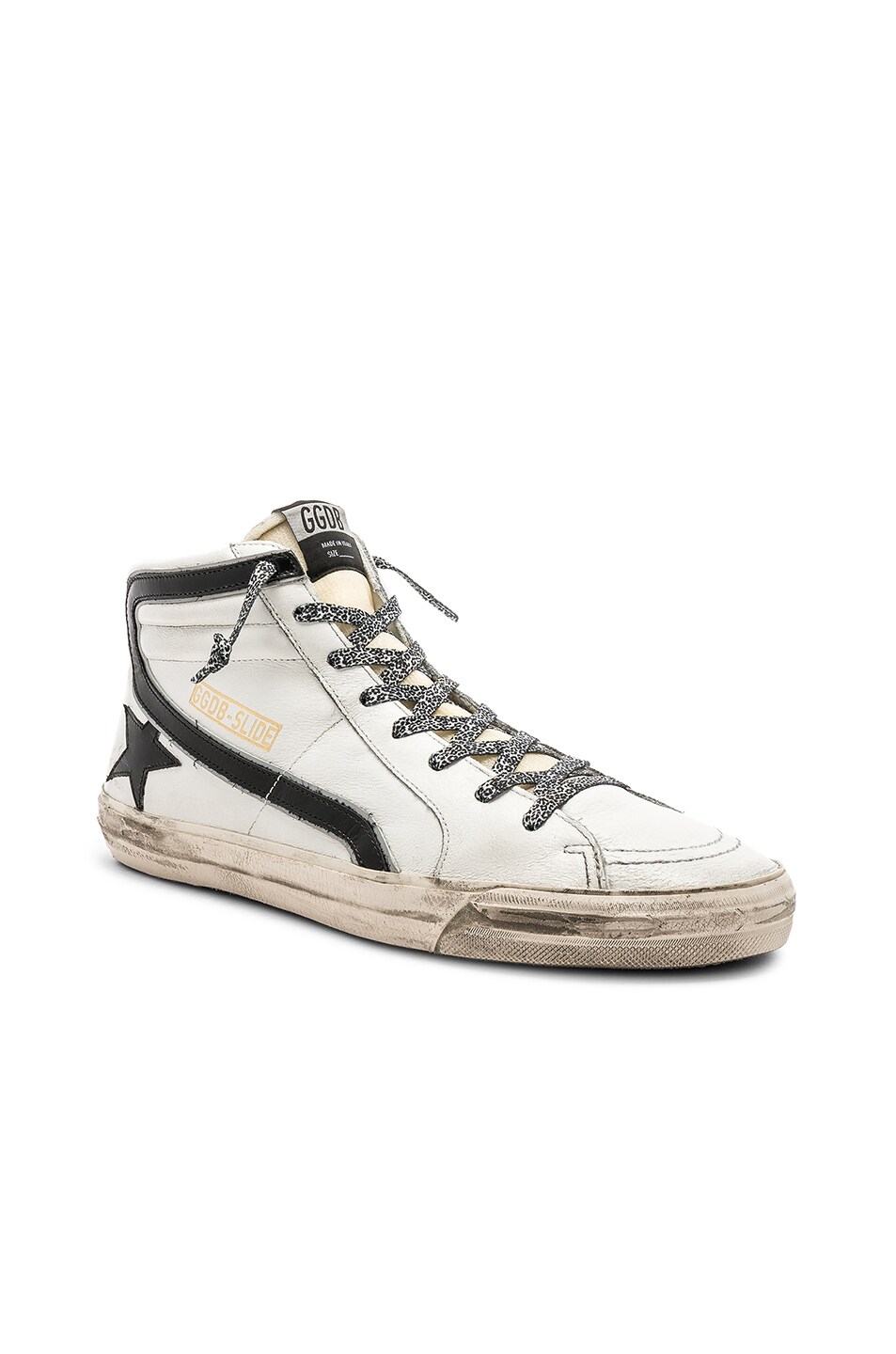Image 1 of Golden Goose Slide in White Leather & Leopard Lace