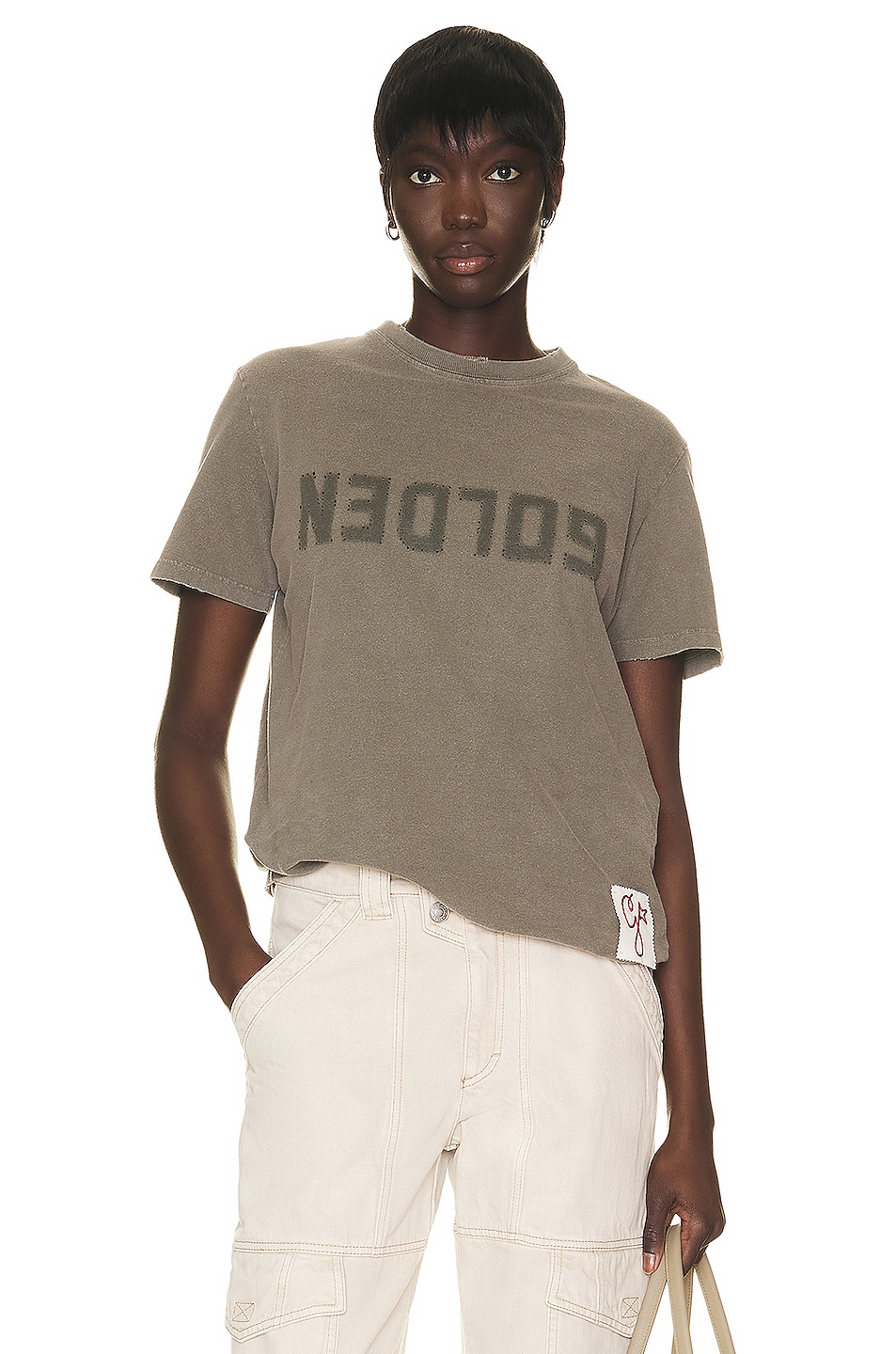 Image 1 of Golden Goose Regular Distressed T-shirt in Dusty Olive