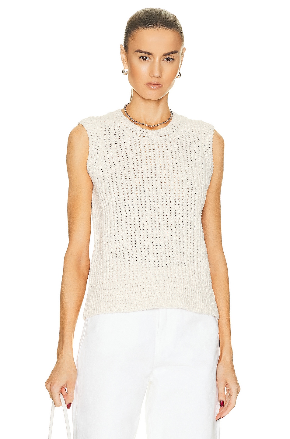 Image 1 of Golden Goose Sleeveless Crochet Top in Papyrus