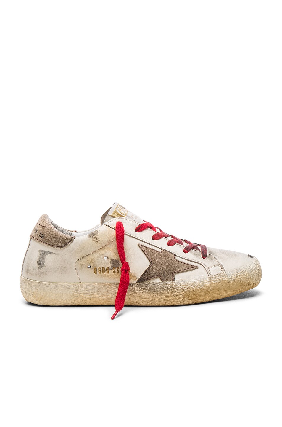 Image 1 of Golden Goose Leather Superstar Sneakers in Red & White