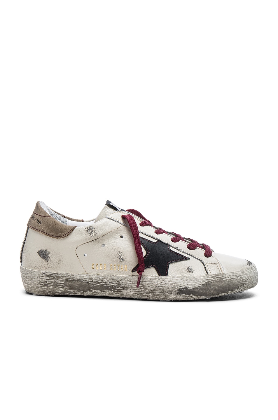 Image 1 of Golden Goose Leather Superstar Low Sneakers in Black & Cream Red